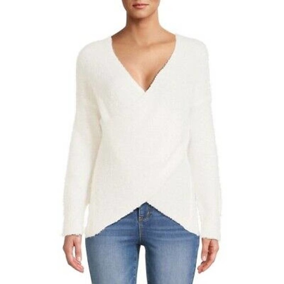 INNER CIRCLE Soft Fuzzy Wrap Sweater White, Med - Picture 2 of 9